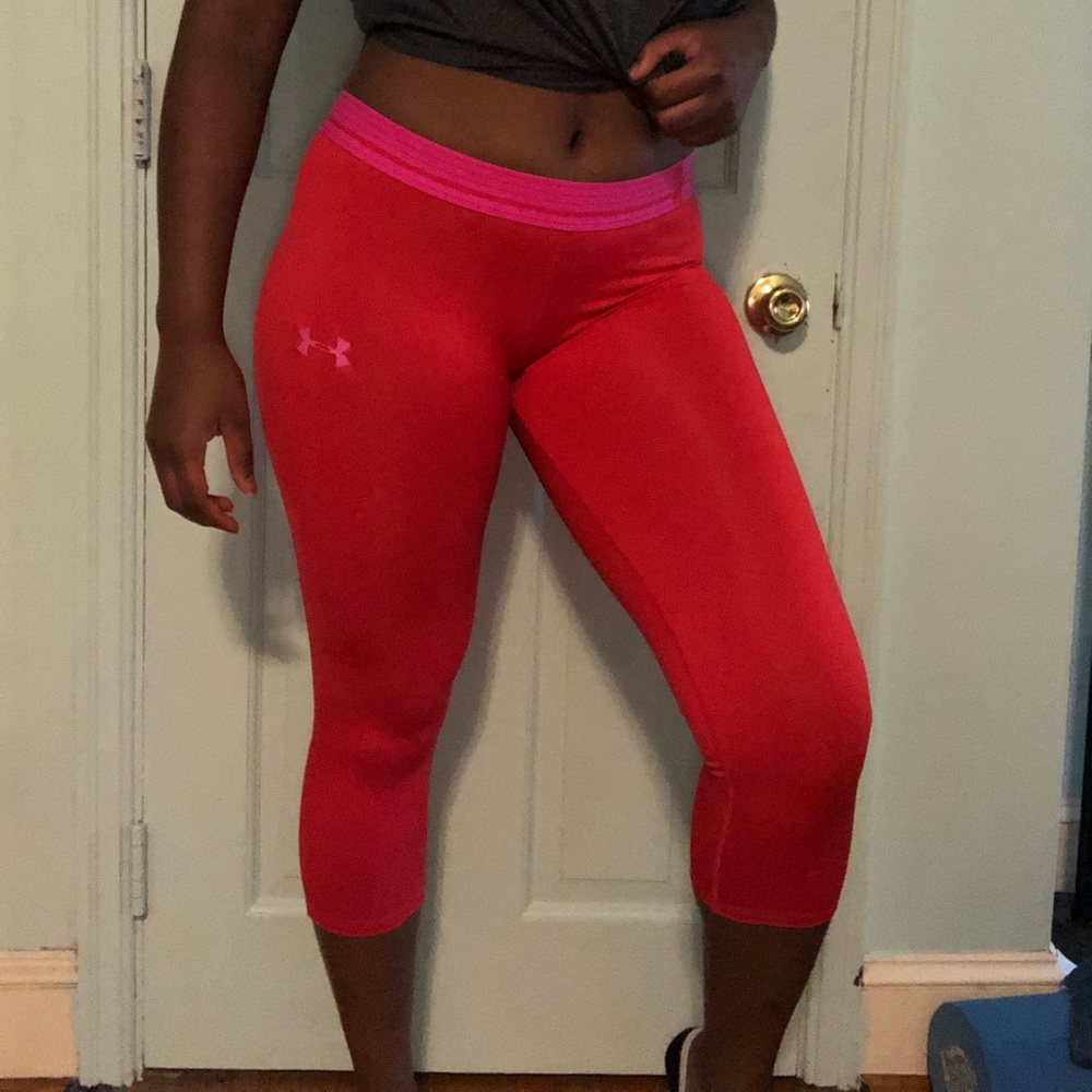 Underarmour Pink and Red Capri Leggings